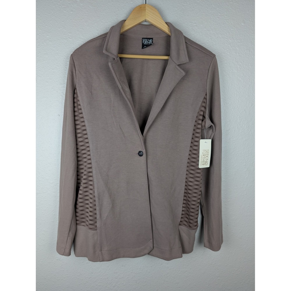 Seek No Further by Fruit of the Loom Walnut Textured‎ Knit Blazer Jacket XL 321